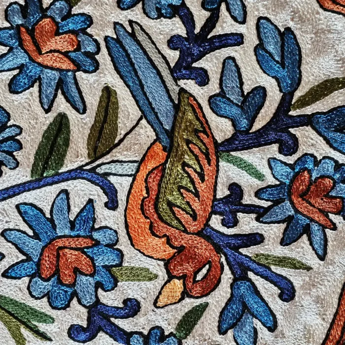 Handcrafted Wall Hanging in Dusooty Cotton with Kashmiri Chain Stitch Embroidery - Image 2