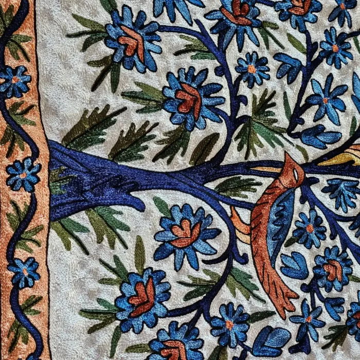 Handcrafted Wall Hanging in Dusooty Cotton with Kashmiri Chain Stitch Embroidery - Image 3