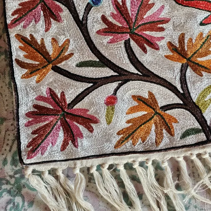 Kashmiri Chain Stitch Embroidered Wall Hanging in Dusooty Cotton - Image 4