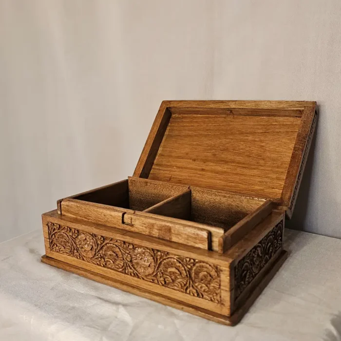 Handcrafted Kashmiri Walnut Box for Jewellery & Keepsakes - Image 2