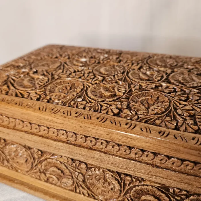 Handcrafted Kashmiri Walnut Box for Jewellery & Keepsakes - Image 5