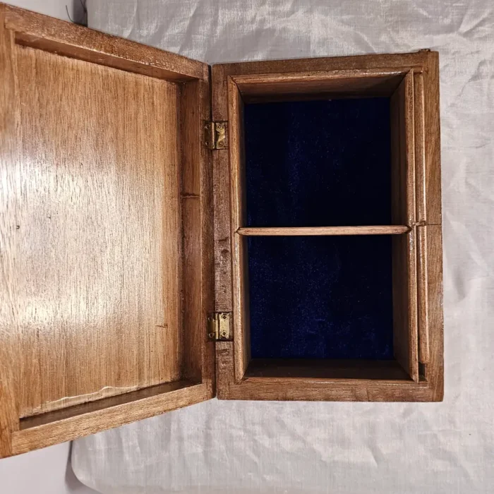 Kashmiri Walnut Wood Box with Hand-Carved Floral Detail - Image 5