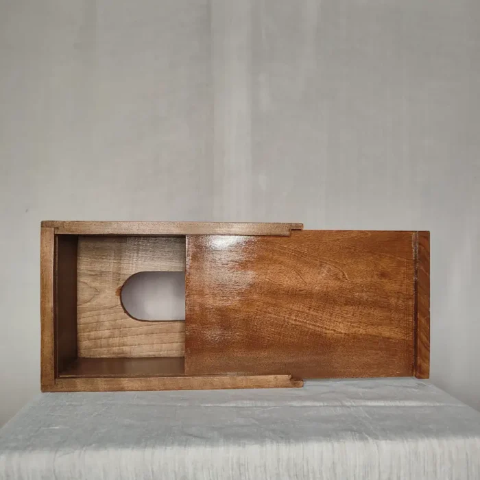 Kashmiri Handcrafted Walnut Wood Tissue Box - Image 5