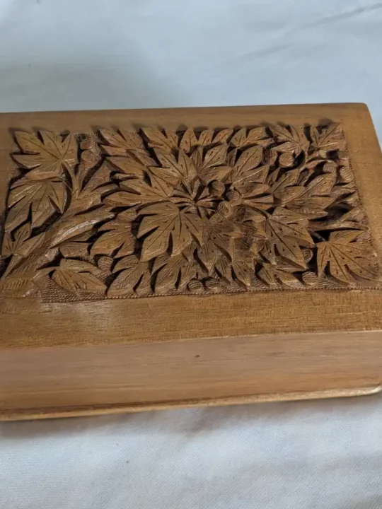 Kashmiri Engraved Walnut Wood Storage Box – Handcrafted