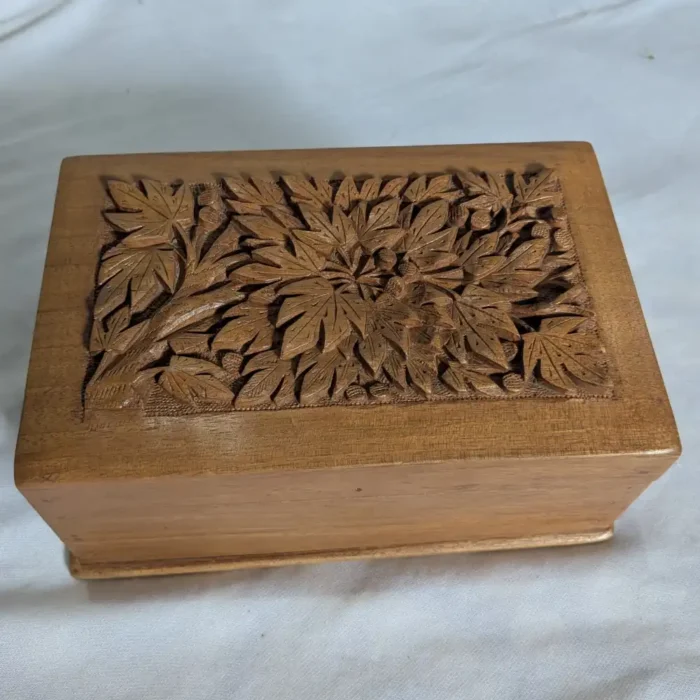 Kashmiri Engraved Walnut Wood Storage Box – Handcrafted