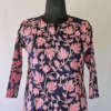 Zarposh Long Blue Kashmiri Kurti in Georgette with Pink Aari Work