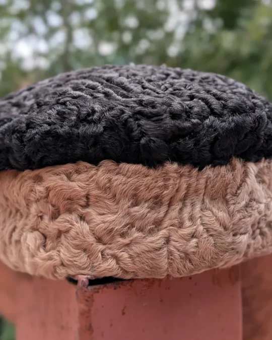 Black and Brown Round Karakul Cap | Pure wool
