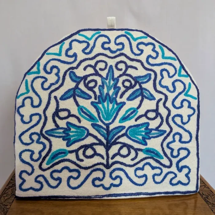 Sophisticated Kashmiri Handmade Tea Cozy with Crewel Embroidery - Gulmarg