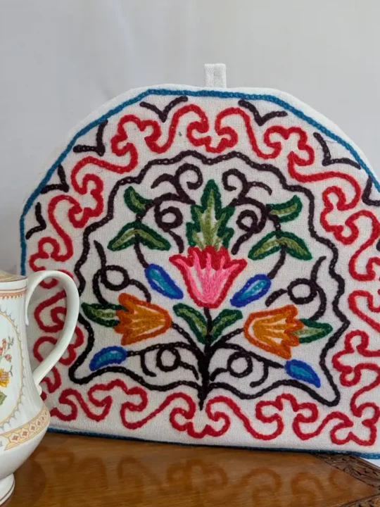 Kashmiri Handmade Tea Cozy with Crewel Embroidery - Gulmarg