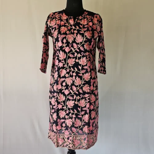 Zarposh Aari Work Long Kurti - Kashmiri Georgette
