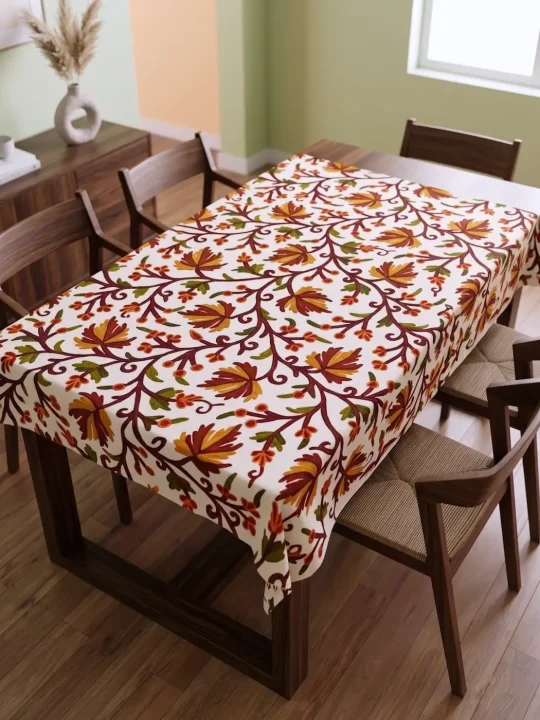 Kashmiri Dining Table Cover With Crewel Embroidery (6*4 feet)