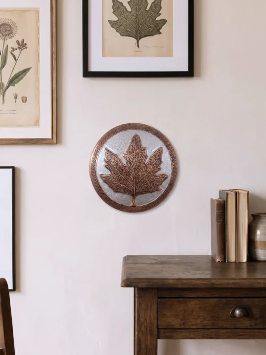 Hand Engraved Copper Wall Plate with Chinar Design