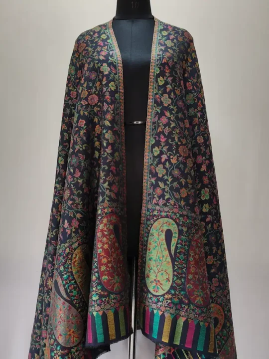 Fine Wool Kani Black Shawl for Men