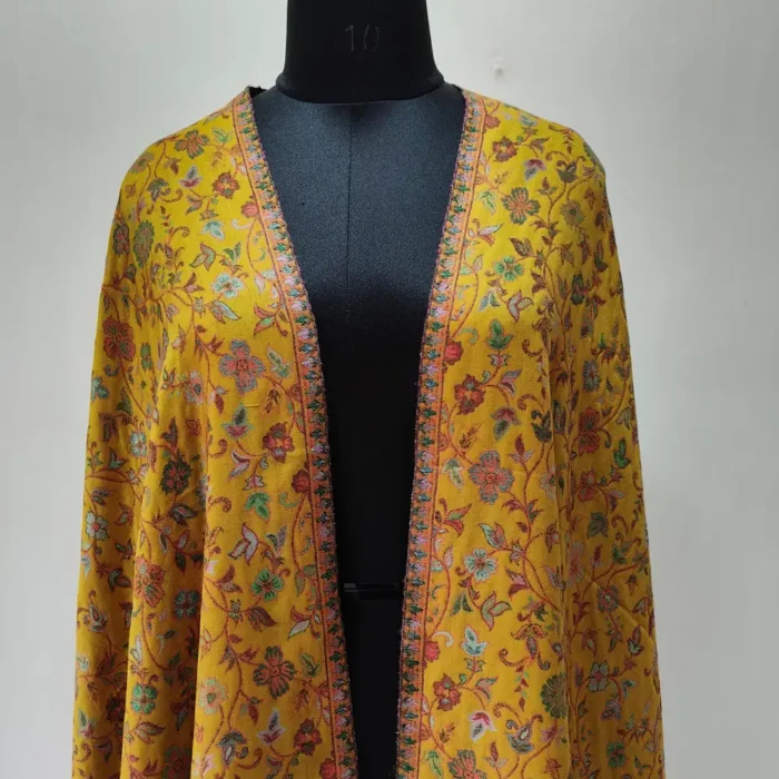 Faheem Kani Bodh Badami Men’s Mustard Kashmiri Shawl in Fine Wool - Image 2