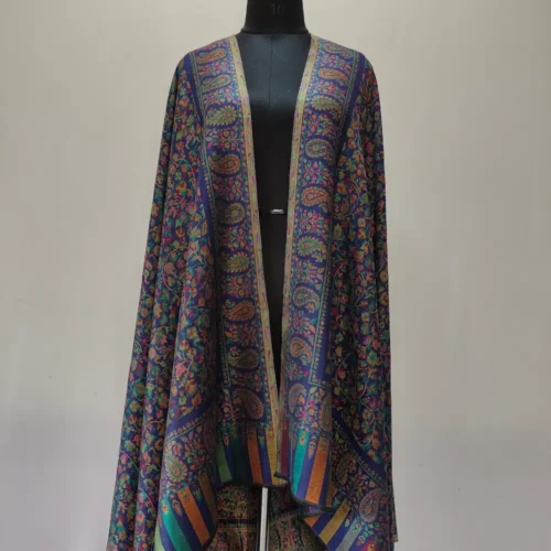 Dark Blue Wool Kani Shawl for Men