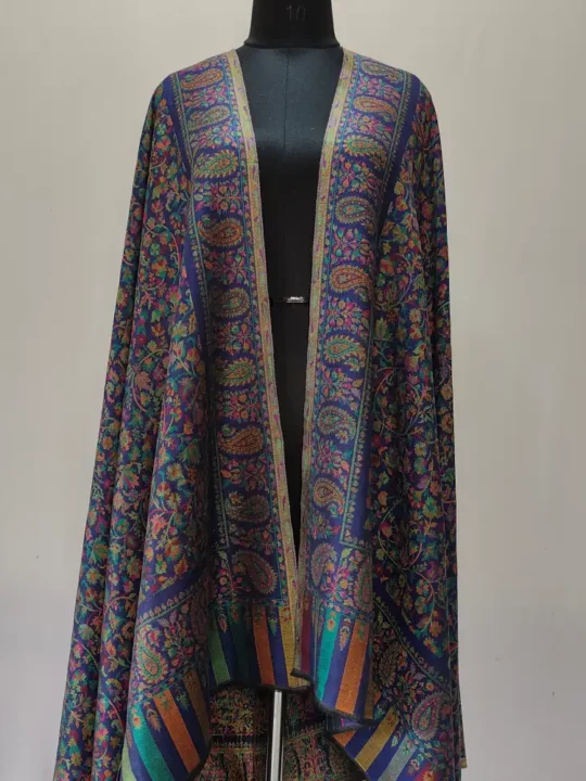 Dark Blue Wool Kani Shawl for Men