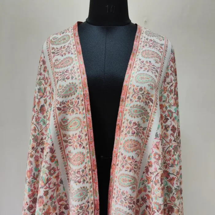 Men’s Black Lokut Badami Gulbanar Kashmiri Shawl in Kani Wool - Image 2