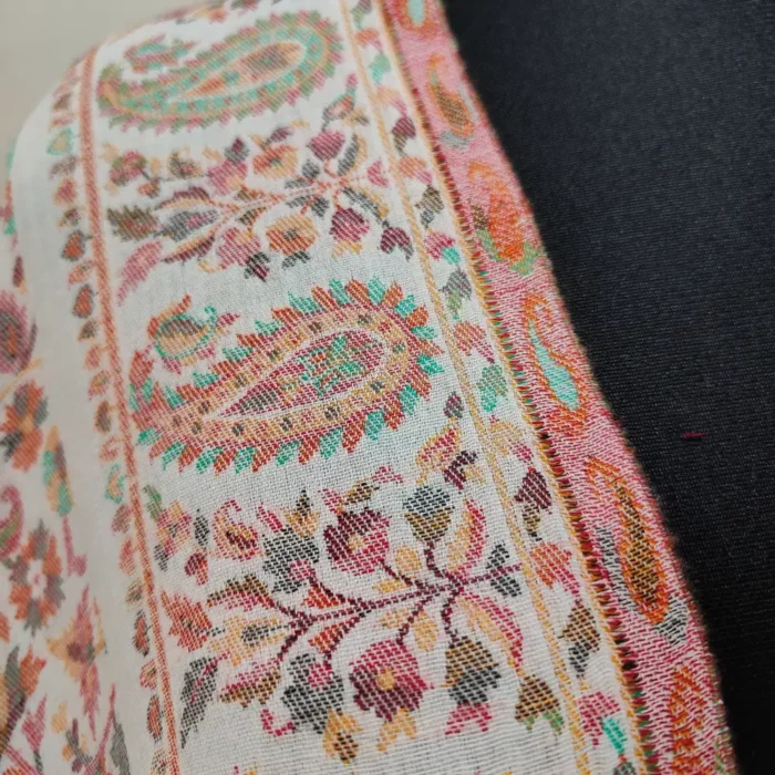 Men’s Black Lokut Badami Gulbanar Kashmiri Shawl in Kani Wool - Image 3