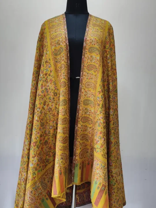 Fine Wool Mustard Shawl for Men with Kani Weave