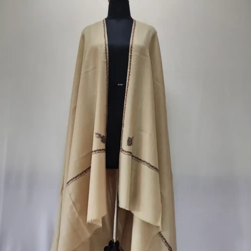 Kashmiri Beige Men’s Wool Hand Sozni Shawl