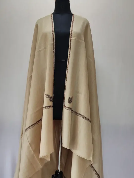 Kashmiri Beige Men’s Wool Hand Sozni Shawl