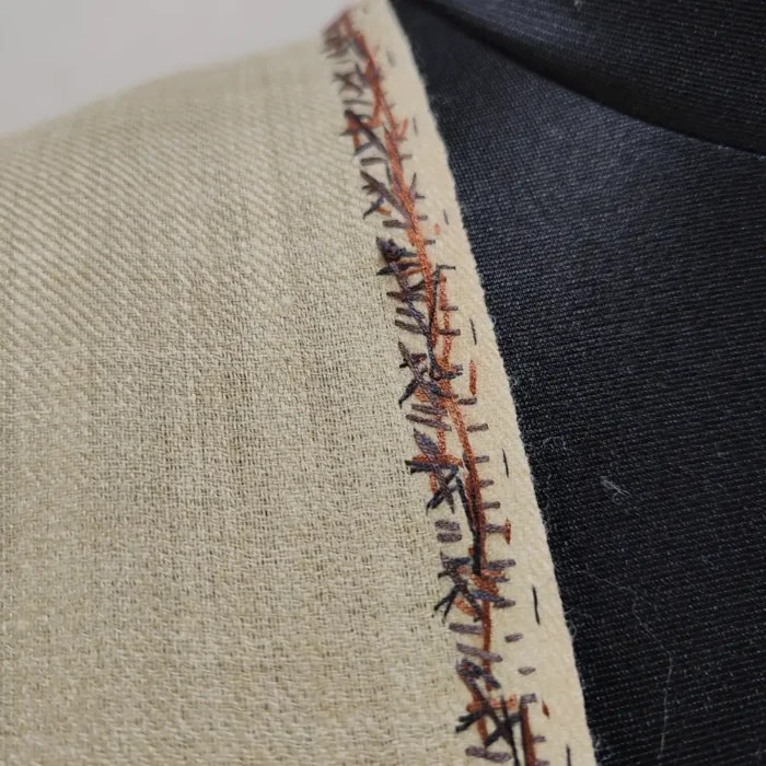 Waheed Kashmiri Beige Hashidar Men’s Wool Hand Sozni Shawl - Image 3