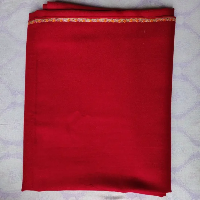 Kashmiri Hashidar Red Shawl in Wool with Hand Sozni Embroidery - Image 2