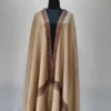 Beige Hand Sozni Embroidered Kashmiri Hashidar Shawl in Wool for Men