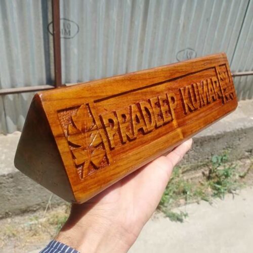 Custom Nameplate for Office Desk or Table | Kashmiri Handmade and Carved in Walnut Wood