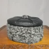 Round Grey Karakul Cap with Pure Leather | Six Panel Design