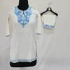 Kashmiri White Baby Girl Ruby Cotton Kurta Set with Aari - Phoolnaz Zoya (4-5 year )