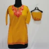 Mustard Kashmiri Cotton Aari Kurta Set for Small Girls - Lailah Bahar (5-6)