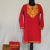 Kashmiri Maroon Ruby Cotton Aari Embroidered Kurta Set - Laila E Bahisht (8-9 Years)
