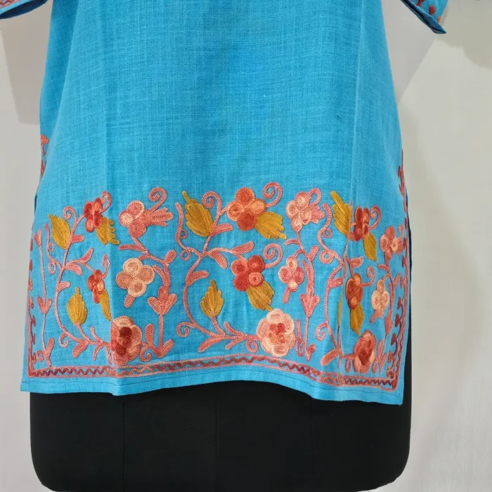 Blue Kashmiri Cotton Aari Kurta Set for Little Ones - Zunaira Mehak (6-7 years) - Image 3