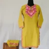 Kashmiri Mustard Cotton Aari Embroidered Kurta Set - Bahar E Gulaab (10-11 years)