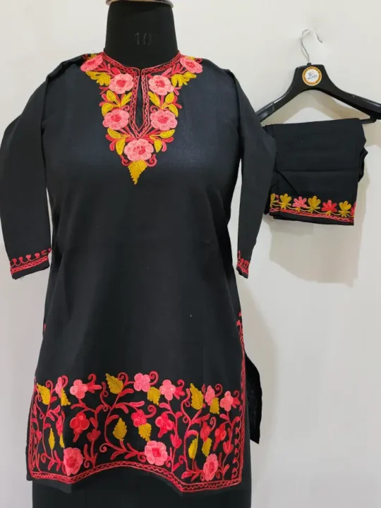 Kashmiri Kids Cotton Aari Work Kurta Set - Gul Aafreen (6-7 Years)