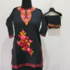 Zoya Black Cotton Aari Kashmiri Kurta Set for Small Girl (6-7 Years)