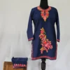 Kashmiri Dark Blue  Cotton Aari Embroidered Kurta Set - Ruhi Gulnaaz (7-8 years)