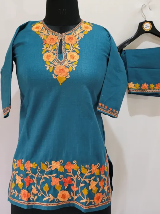 Cotton Kashmiri Aari Kurta Set for Kids With Daman Design– Lailah (5-6 years)