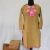 Kashmiri Beige Cotton Aari Embroidered Kurta Set - Aabroo Zunairah (10-11 years)