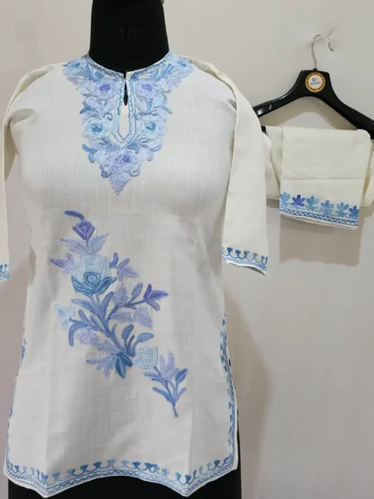 Mehak Aari Work Kashmiri Kurta Set for Small Girl in Cotton (5-6 Years)