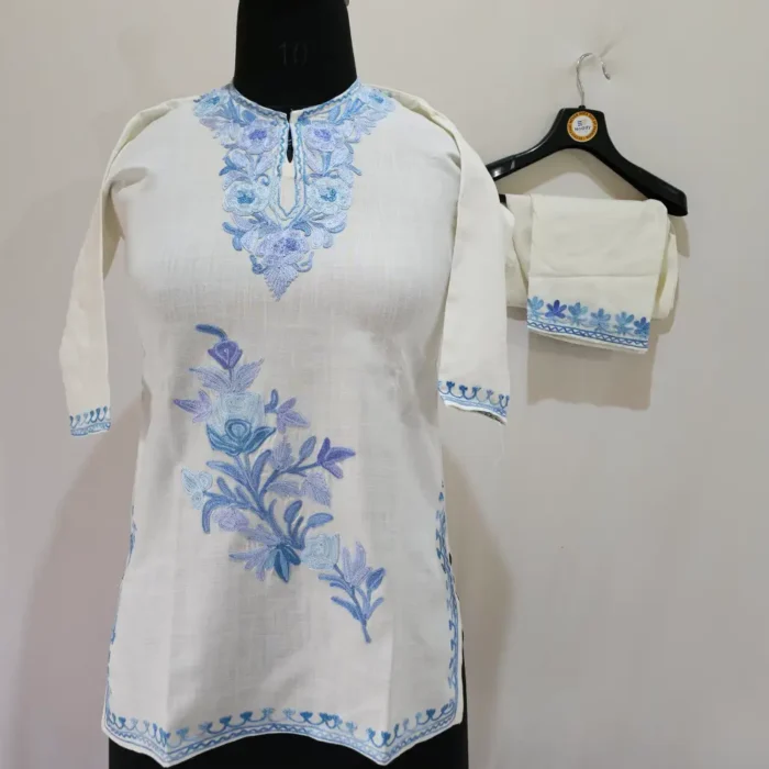 Mehak Aari Work Kashmiri Kurta Set for Small Girl in Cotton (5-6 Years)