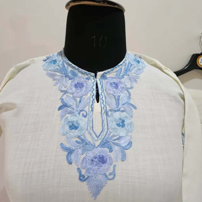 Mehak Aari Work Kashmiri Kurta Set for Small Girl in Cotton (5-6 Years) - Image 3
