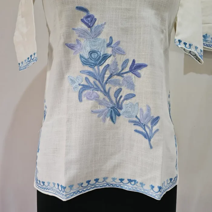 Mehak Aari Work Kashmiri Kurta Set for Small Girl in Cotton (5-6 Years) - Image 2