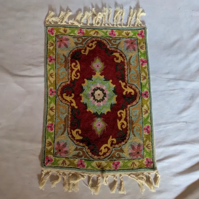 Set of 2 Handmade Chain Stitch Aasan Mats | Small Rug | Meditation Carpet - Image 4