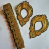 Dark Green Tilla Embroidered Kashmiri Patch Set with Bootis and Laces