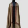 Men’s Wool Hashidar Kashmiri Dark Beige Shawl with Hand Sozni Elegance