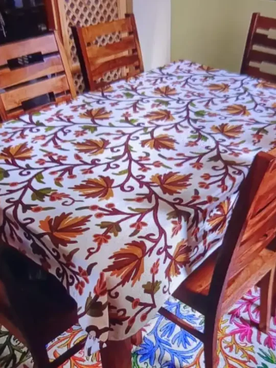 Kashmiri Dining Table Cover With Crewel Embroidery (6*4 feet)
