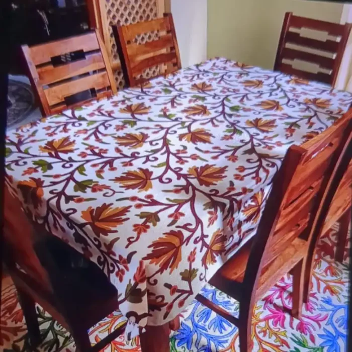 Kashmiri Dining Table Cover With Crewel Embroidery (6*4 feet)