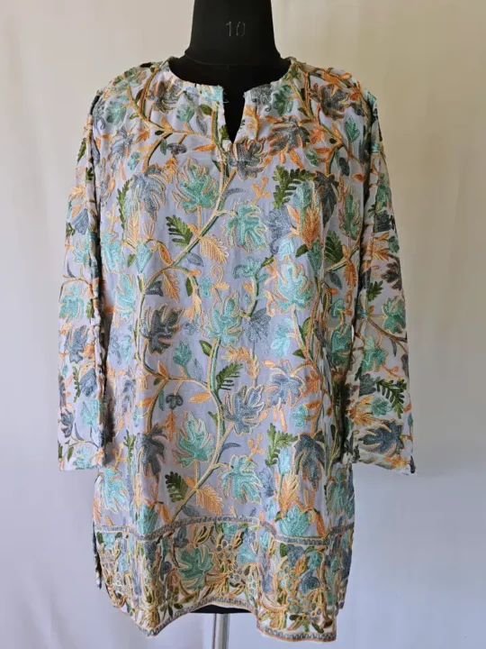 Gulnaaz Aari Embroidered Kashmiri Short Georgette Kurti